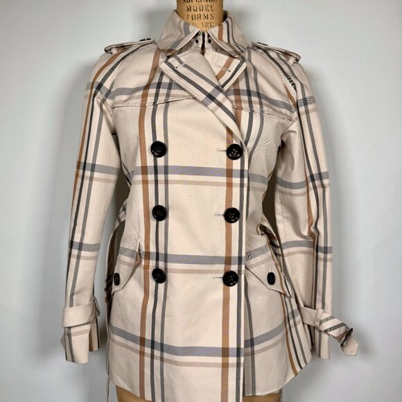 Coach Plaid Trench Coat Jacket - Picture 1 of 9
